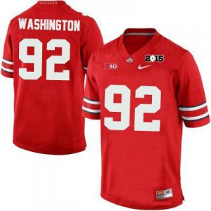 Men's NCAA Ohio State Buckeyes Adolphus Washington #92 College Stitched 2015 Patch Authentic Nike Red Football Jersey ZH20V23JF